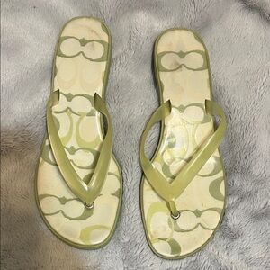 Coach Green and Cream Sandals